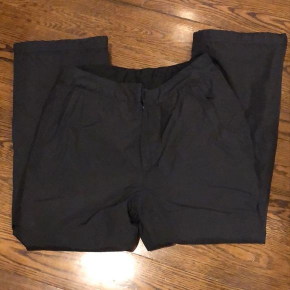 LANDS END Black Lined Snow Pants Zipper & Snap Close Internal Tab Sz MED - Picture 1 of 13